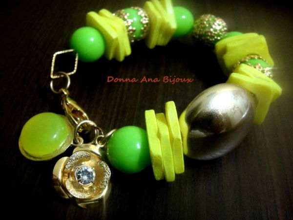 Pulseira Neon com Dourado