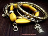 Pulseira Amarelo com Dourado com 5 unidades